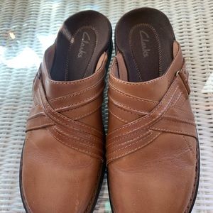 COPY - Clark tan mules.  Like new.